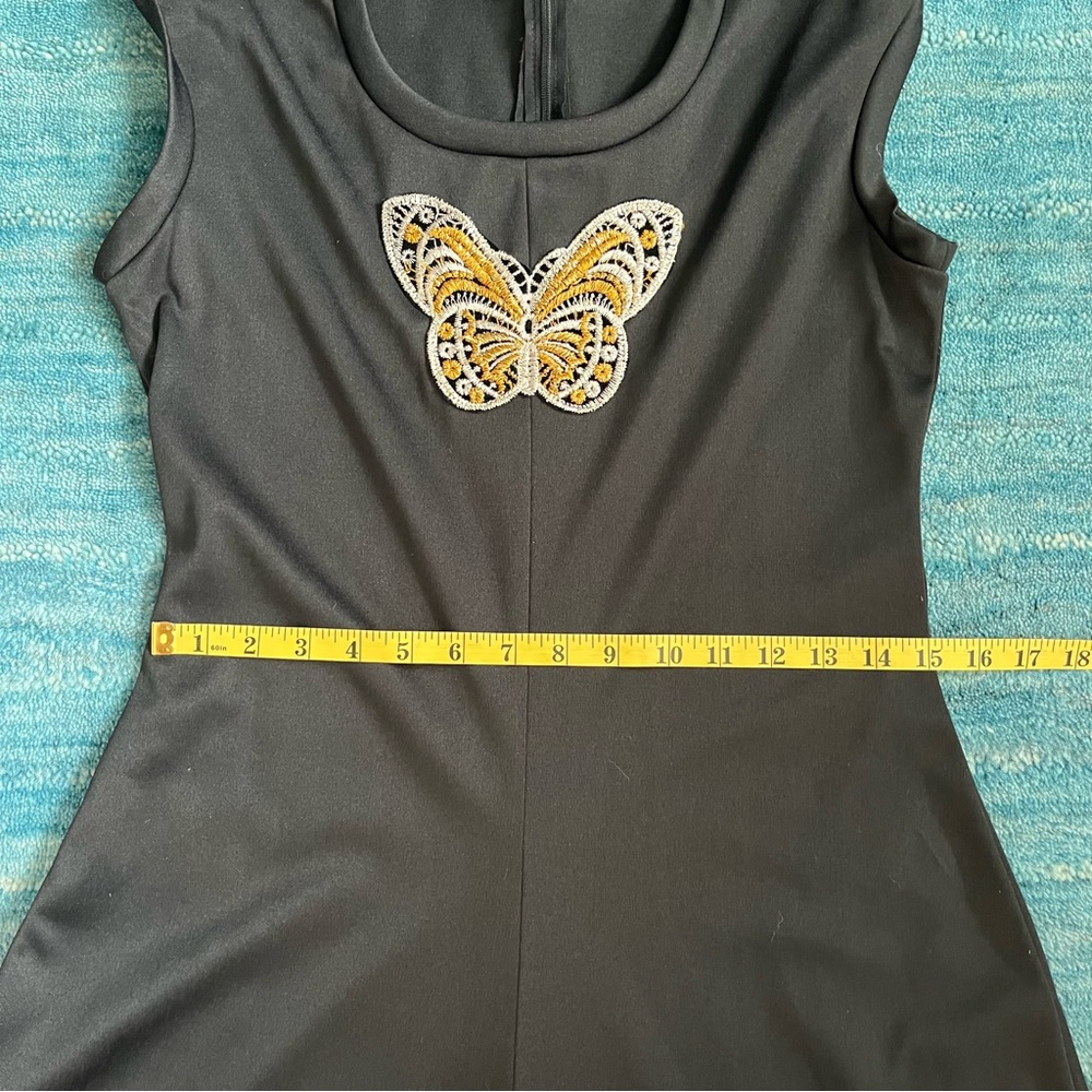 Vintage Sears Maxi Dress with Metallic Butterfly short sleeve Medium - Picture 7 of 10